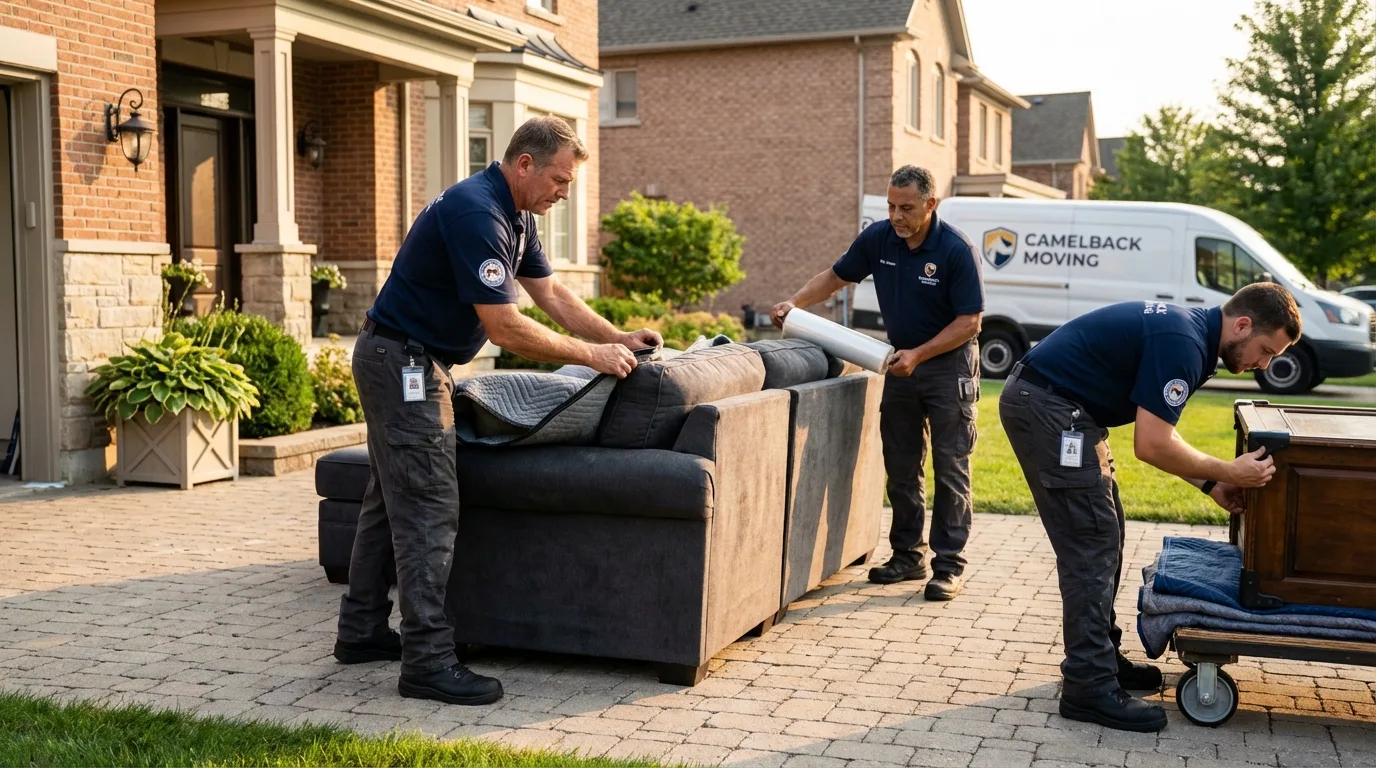 Large estate moving crew wrapping furniture in Smethport, PA